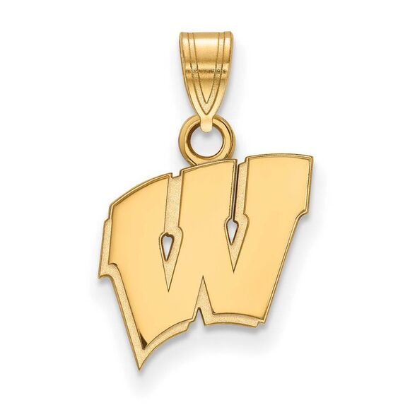 14k Yellow Gold U. of Wisconsin Small Initial W Pendant - Picture 1 of 3